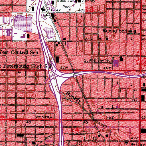 Topographic Map of Interchange 23A, FL