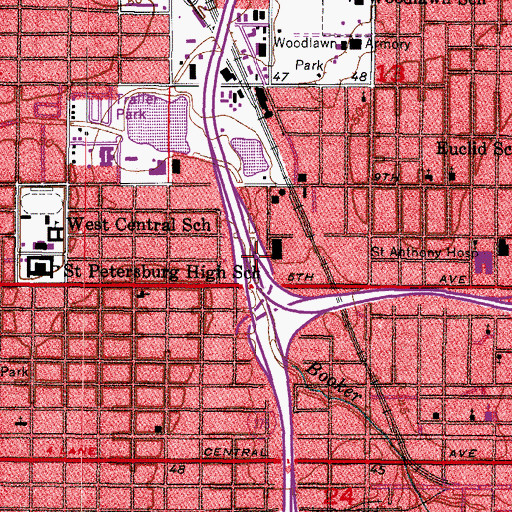 Topographic Map of Interchange 23B, FL