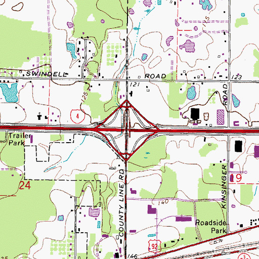 Topographic Map of Interchange 25, FL