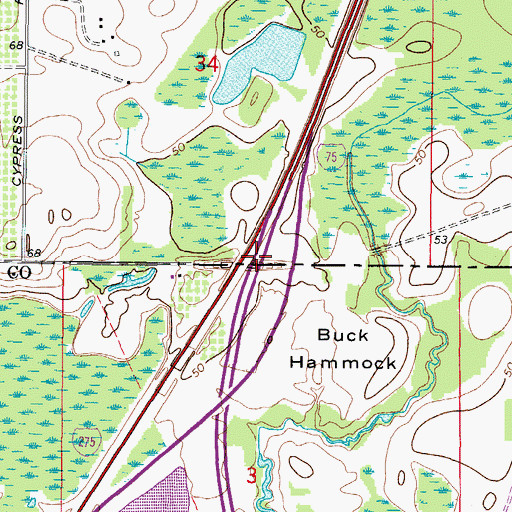 Topographic Map of Interchange 274, FL