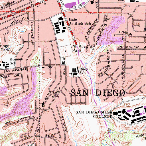 Topographic Map of Riley Elementary School, CA