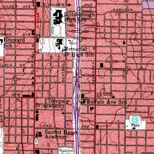 Topographic Map of Interchange 46B, FL