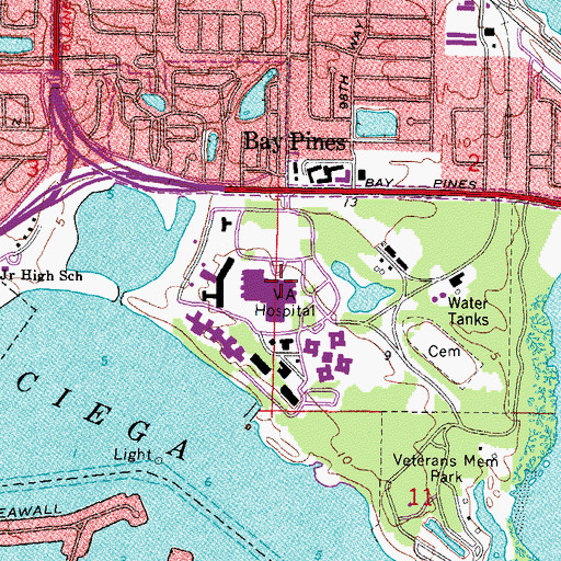 Topographic Map of Bay Pine Veterans Affairs Medical Center, FL