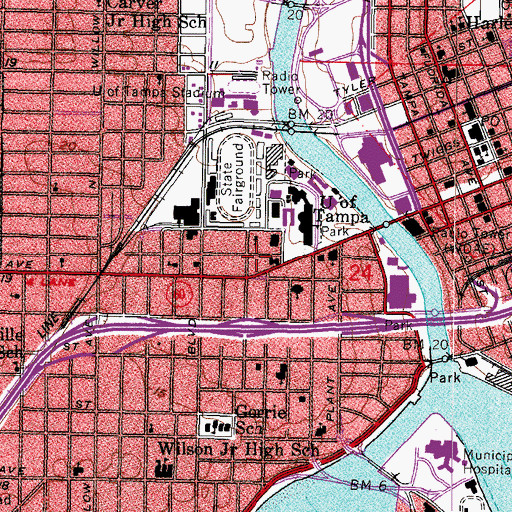 Topographic Map of University of Tampa Health Center, FL