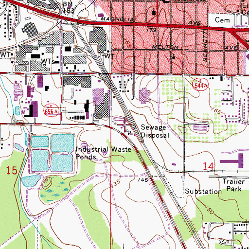 Topographic Map of Auburndale Sewage Treatment Plant, FL