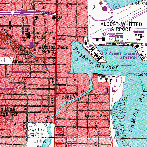 Topographic Map of Bayboro Station Shopping Center, FL