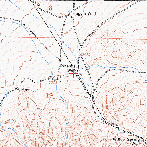 Topographic Map of Rinaldis Well, CA
