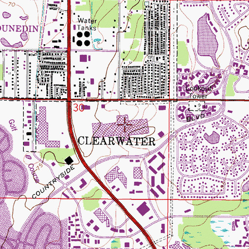 Topographic Map of Countryside Mall Shopping Center, FL