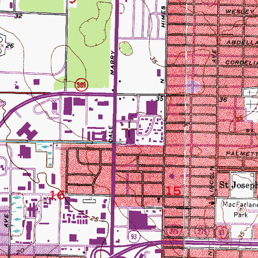 Topographic Map of Dale Mabry Highway-Beach Street Retail Center, FL