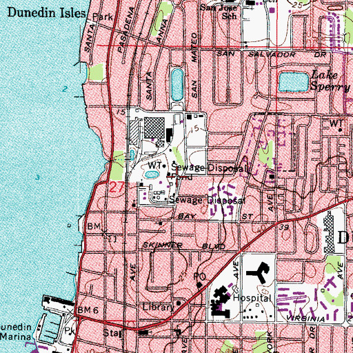 Topographic Map of Dunedin-Mainland Sewage Treatment Facility, FL