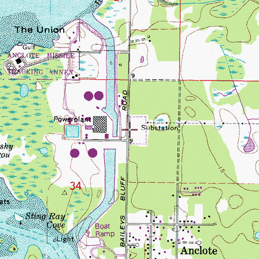 Topographic Map of Florida Power Corporation Anclote Steam Plant, FL