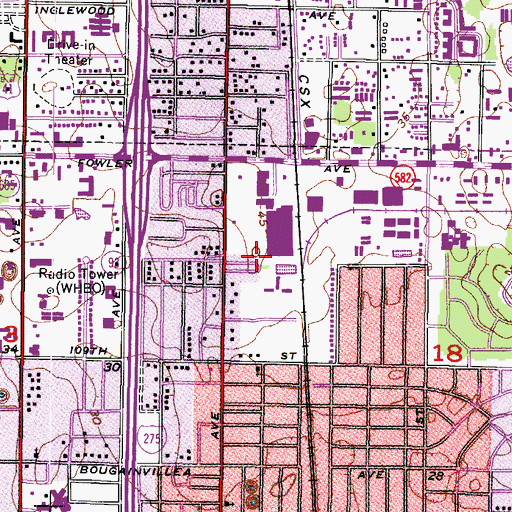 Topographic Map of Fountain Plaza Shopping Center, FL
