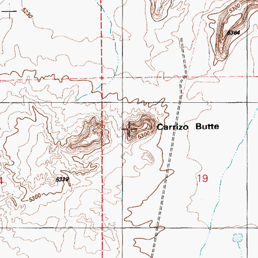 Topographic Map of Carrizo Butte, AZ