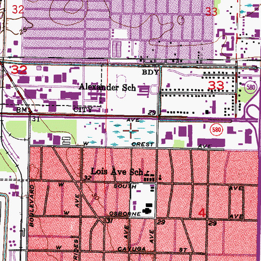 Topographic Map of Hillsborough Galleria Shopping Center, FL