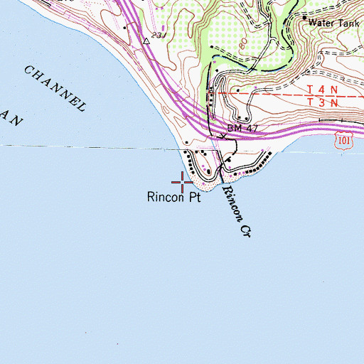 Topographic Map of Rincon Point, CA