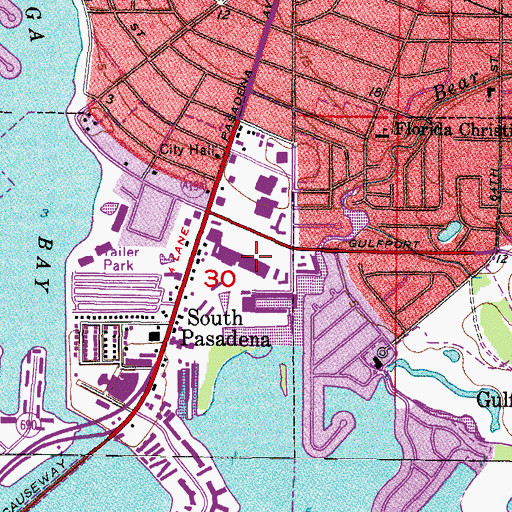 Topographic Map of Pasadena Square Shopping Center, FL