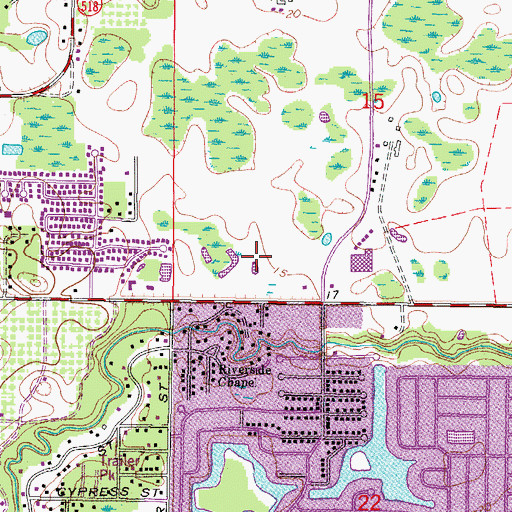 Topographic Map of Pasco Square Shopping Center, FL