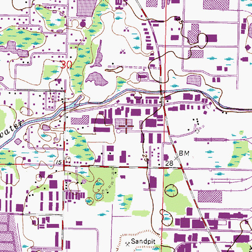 Topographic Map of Pioneer Industrial Park, FL