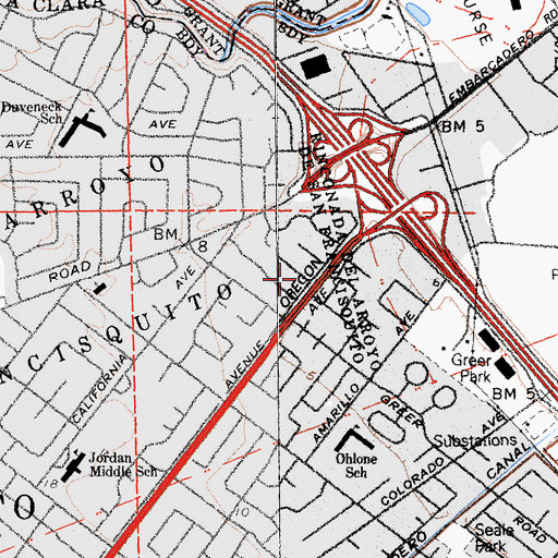 Topographic Map of Rinconada Del Arroyo De San Francisquito, CA