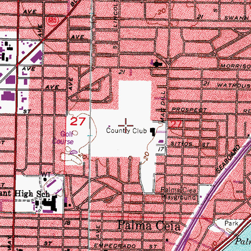 Topographic Map of Saint Andrews Park Golf Course, FL