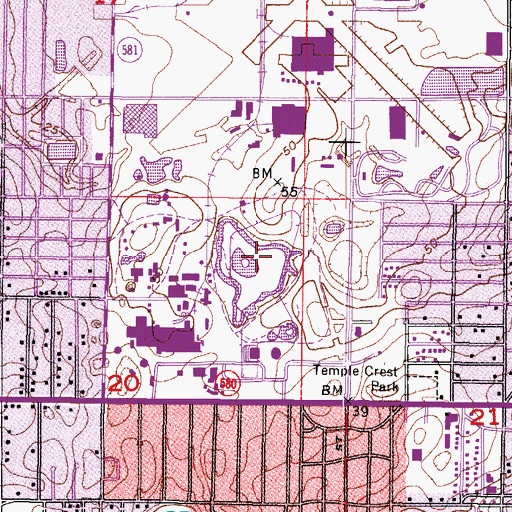 Topographic Map of Tampa Industrial Park, FL