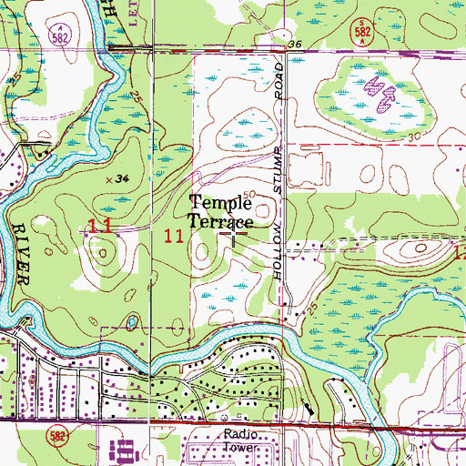 Topographic Map of Tampa Telecom Park, FL