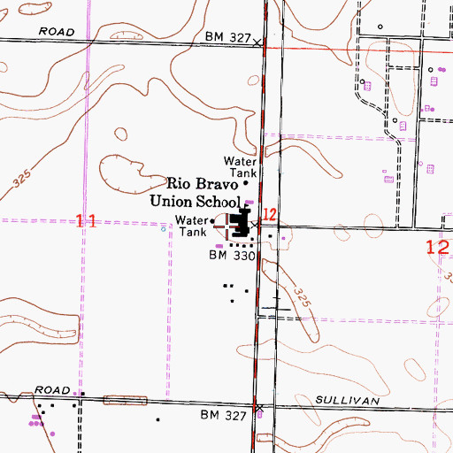 Topographic Map of Rio Bravo-Greeley Elementary School, CA