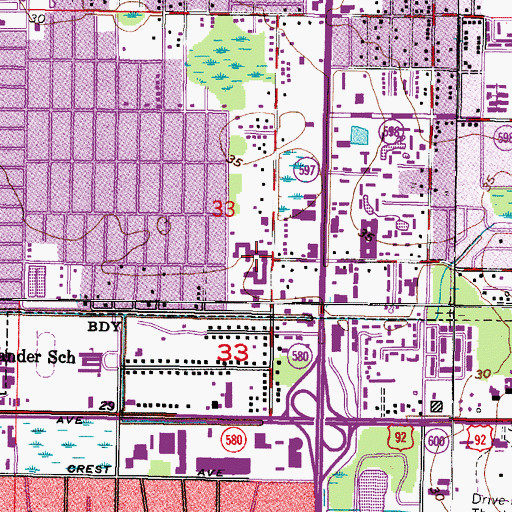 Topographic Map of The Tampa Racquet Club, FL