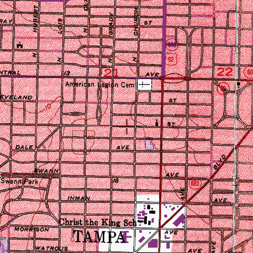 Topographic Map of Tiptons Commercial Center, FL