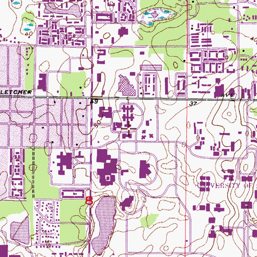 Topographic Map of University of South Florida Physical Plant, FL
