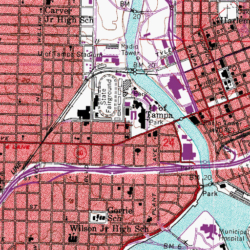 Topographic Map of Vaughn Center Plaza, FL