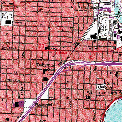 Topographic Map of West Side Park Shopping Center, FL