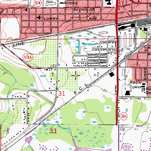 Topographic Map of Woodside Airport Industrial Park, FL