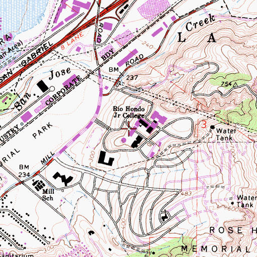 Topographic Map of Rio Hondo College, CA