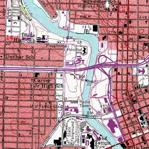 Topographic Map of Riverview Park, FL