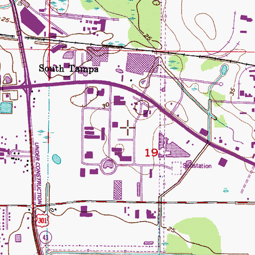 Topographic Map of Tampa Central Park, FL