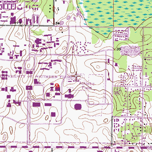 Topographic Map of University of South Florida Soccer and Track Stadium, FL