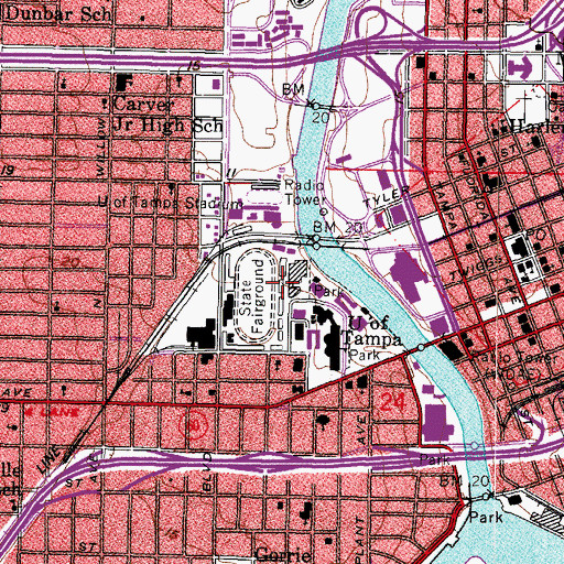 Topographic Map of University of Tampa Intramural Field, FL