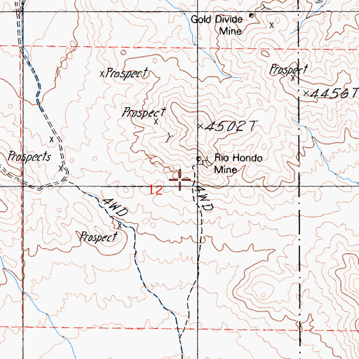 Topographic Map of Rio Hondo Mine, CA