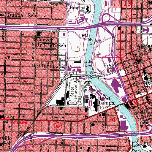 Topographic Map of University of Tampa Track, FL