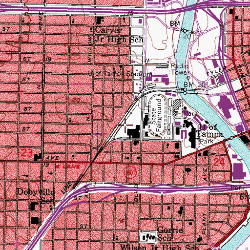Topographic Map of University of Tampa Womens Softball Field, FL