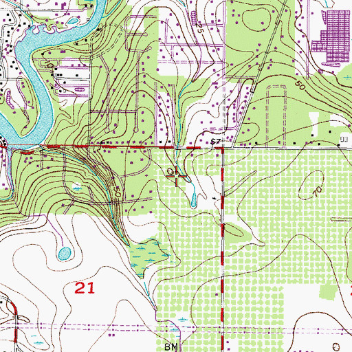Topographic Map of Aberdeen Creek, FL