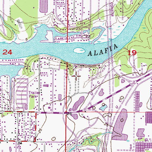 Topographic Map of Alafia River Estates, FL