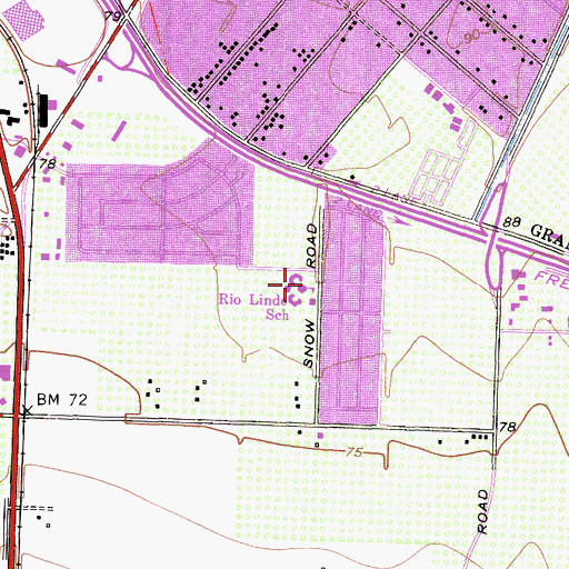 Topographic Map of Rio Lindo Elementary School, CA