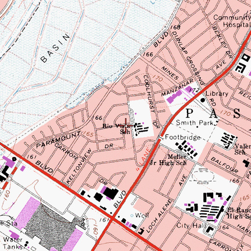 Topographic Map of Rio Vista Elementary School, CA