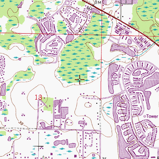 Topographic Map of Andover Village, FL