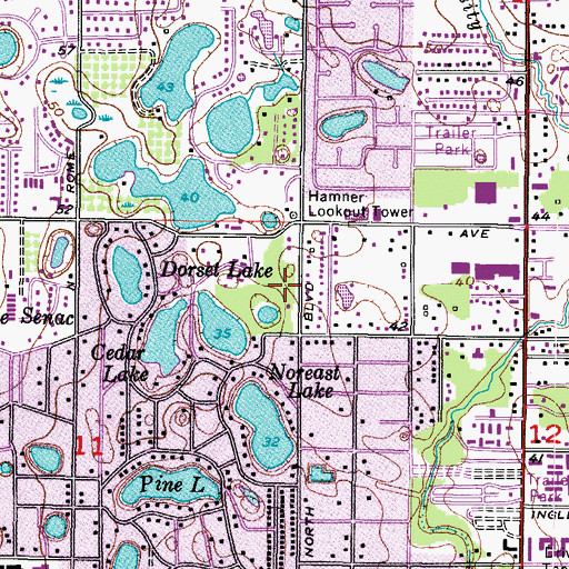 Topographic Map of Angelina Pines, FL