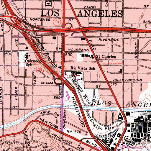Topographic Map of Rio Vista Elementary School, CA