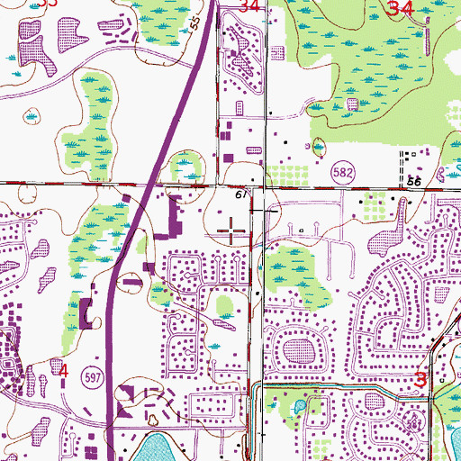 Topographic Map of Arlington Oaks, FL