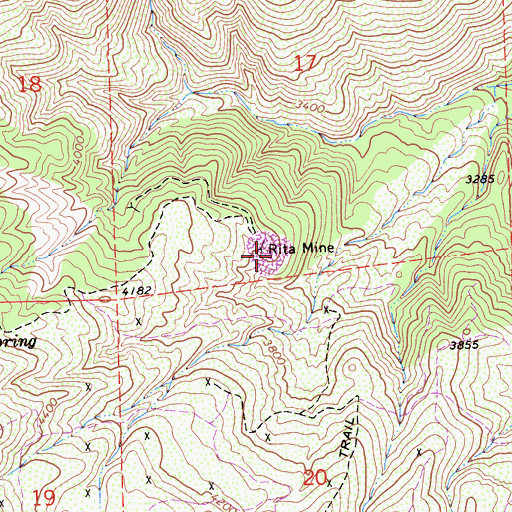 Topographic Map of Rita Mine, CA